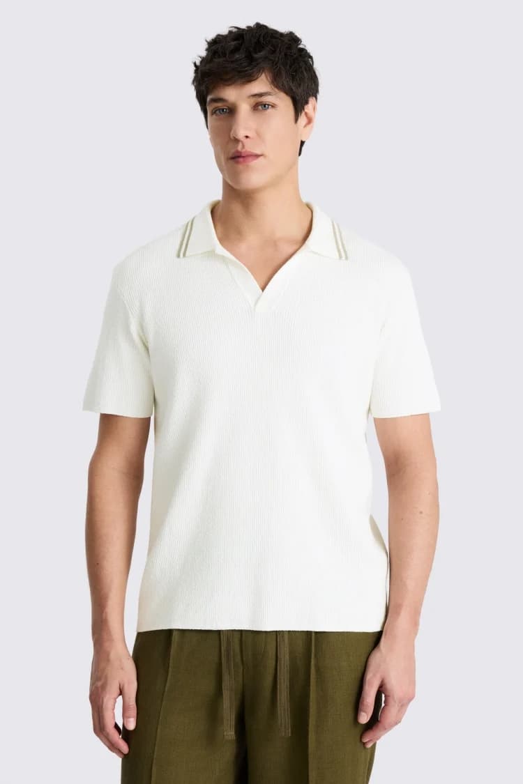 Off-White Ribbed Bouclé Skipper Polo Shirt