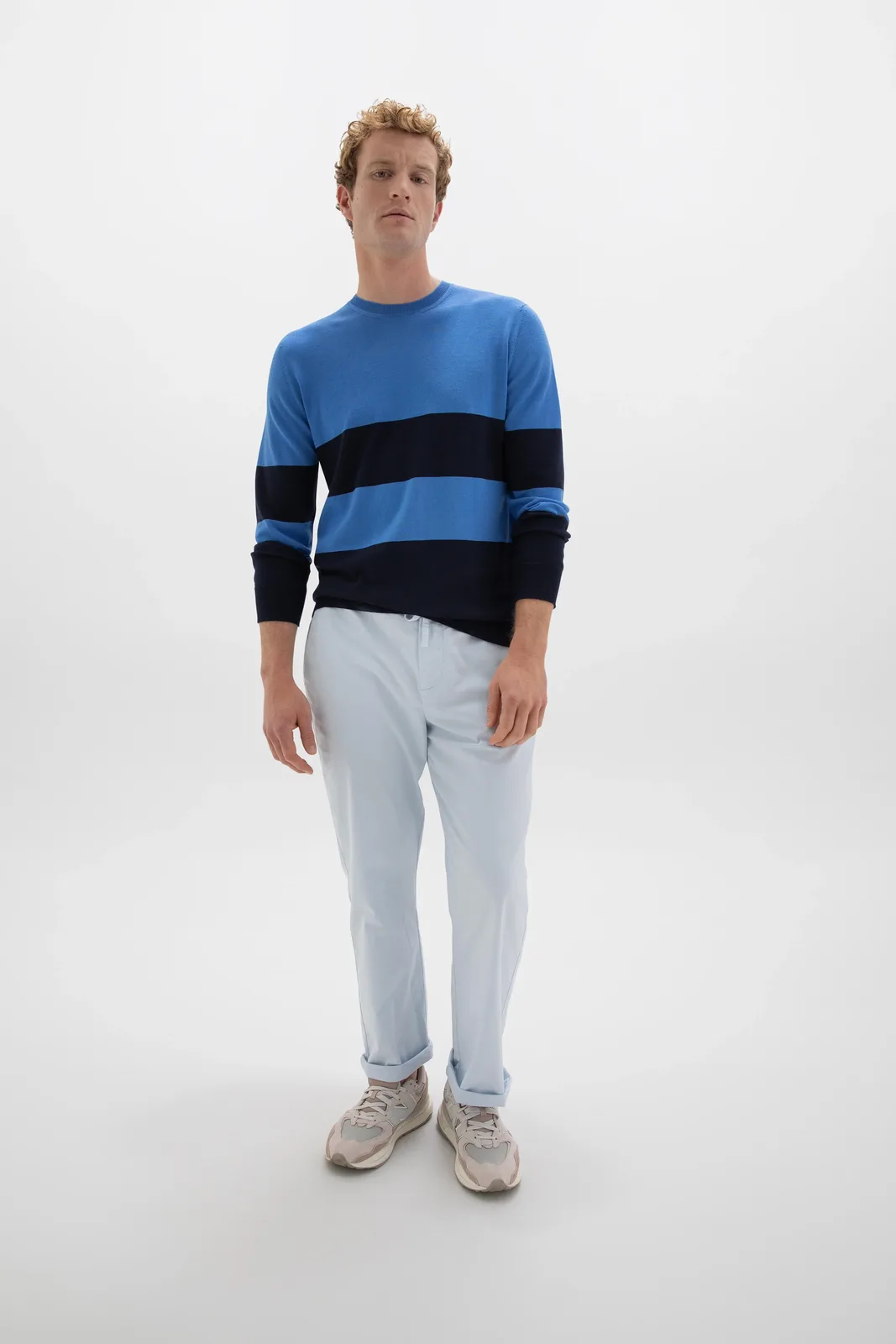 Colour Block Blue Merino Jumper
