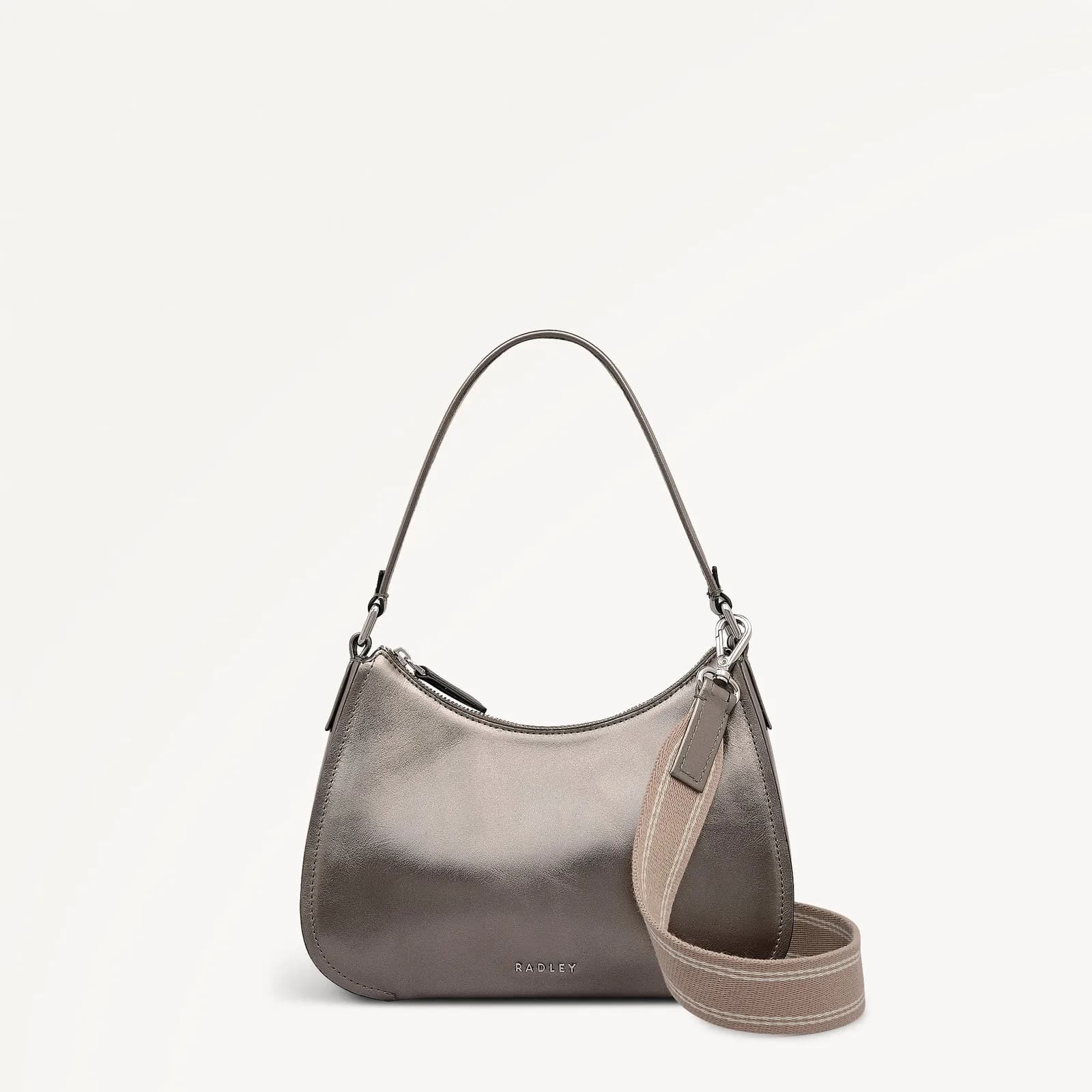 Crosby Alley Leather Medium Ziptop Shoulder & Slg Bag in Gun Metal