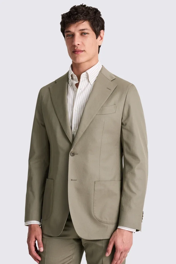 Italian Tailored Fit Khaki Cotton Jacket